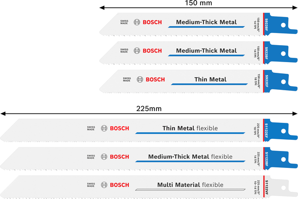 Bosch多用途往复锯片套装 6 件套 S 型柄。